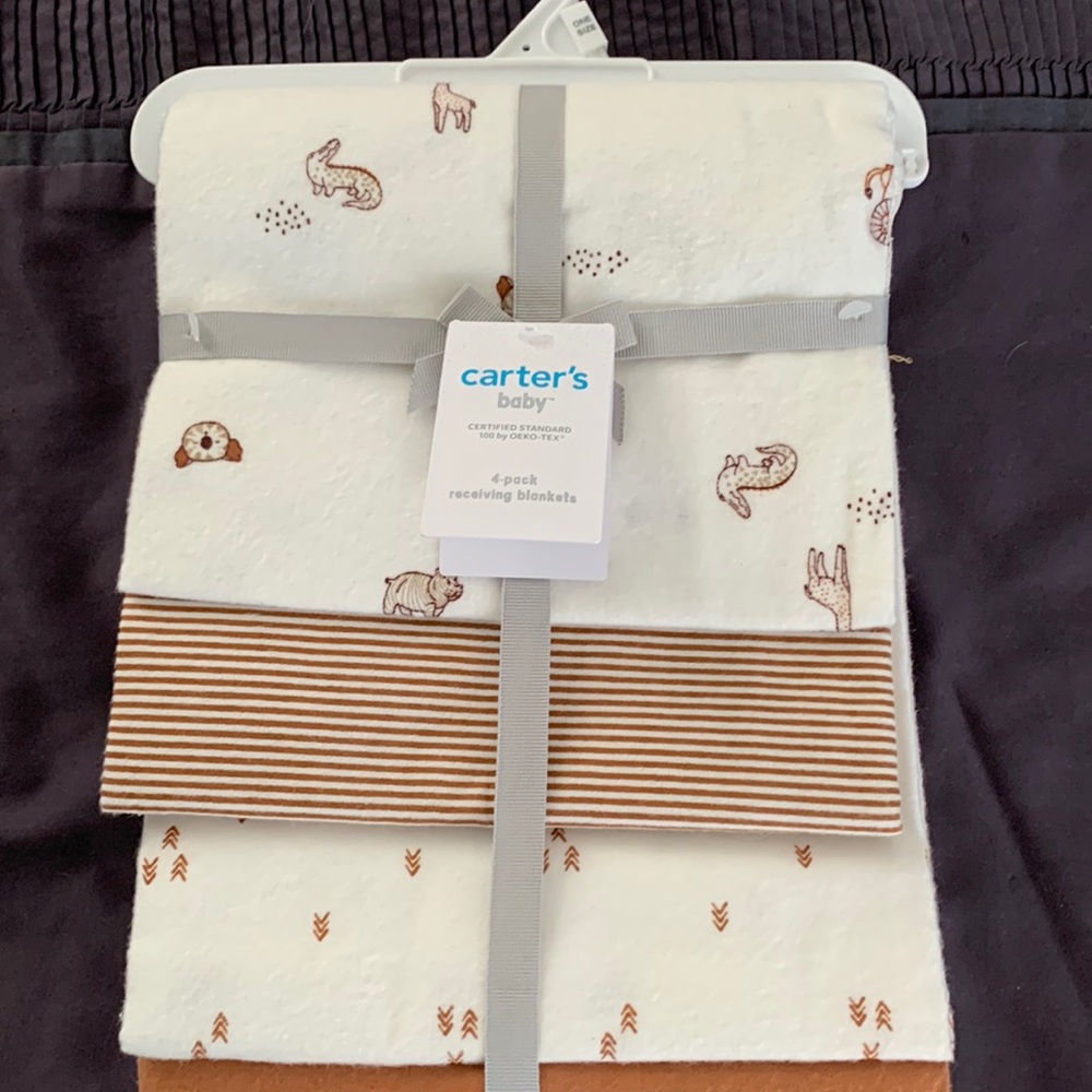 Brand new with tags. 4 pack receiving blankets brown and white